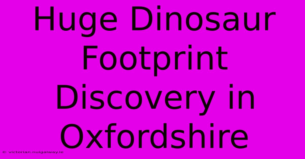 Huge Dinosaur Footprint Discovery In Oxfordshire