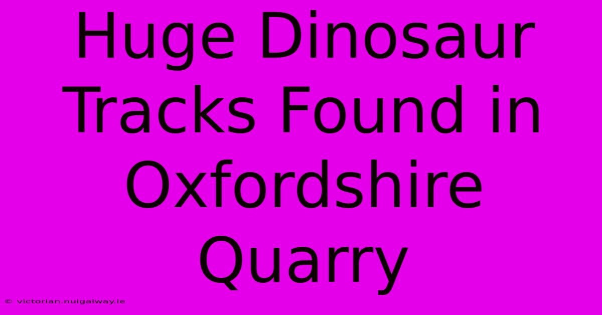 Huge Dinosaur Tracks Found In Oxfordshire Quarry