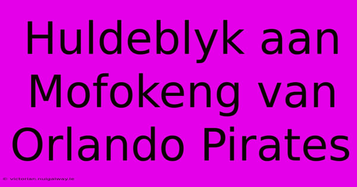 Huldeblyk Aan Mofokeng Van Orlando Pirates