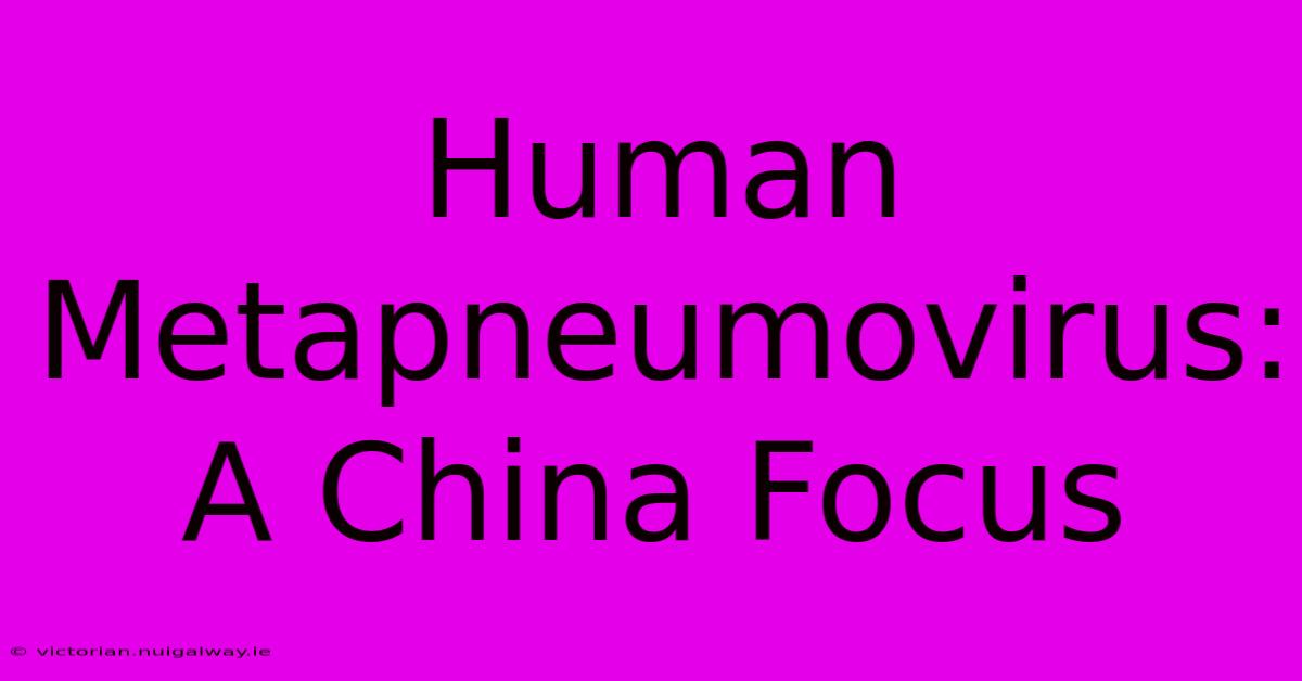 Human Metapneumovirus: A China Focus