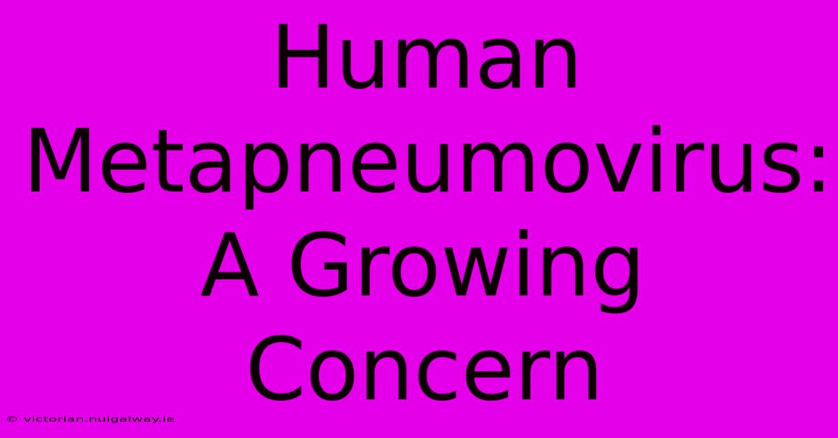 Human Metapneumovirus:  A Growing Concern