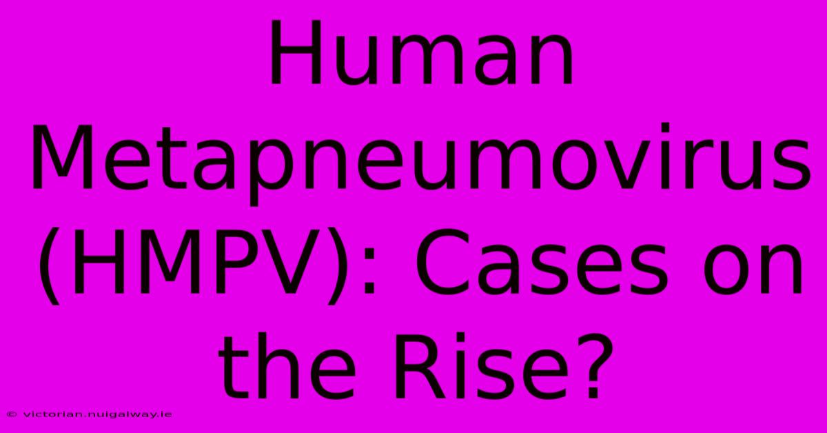 Human Metapneumovirus (HMPV): Cases On The Rise?