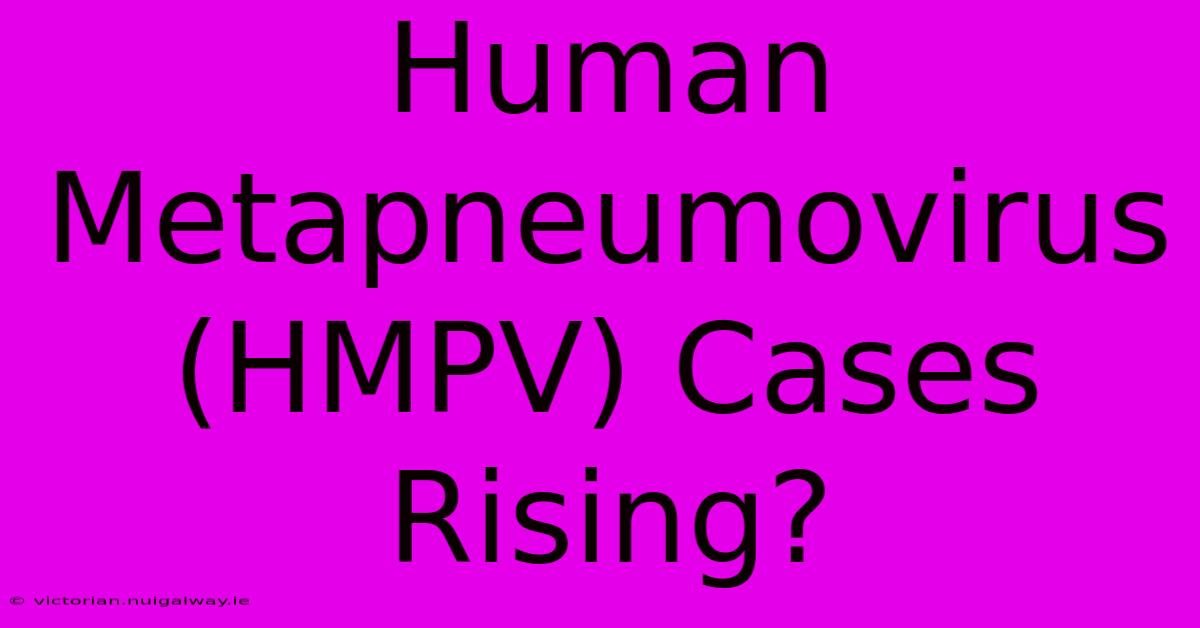 Human Metapneumovirus (HMPV) Cases Rising?