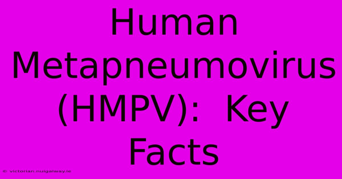 Human Metapneumovirus (HMPV):  Key Facts