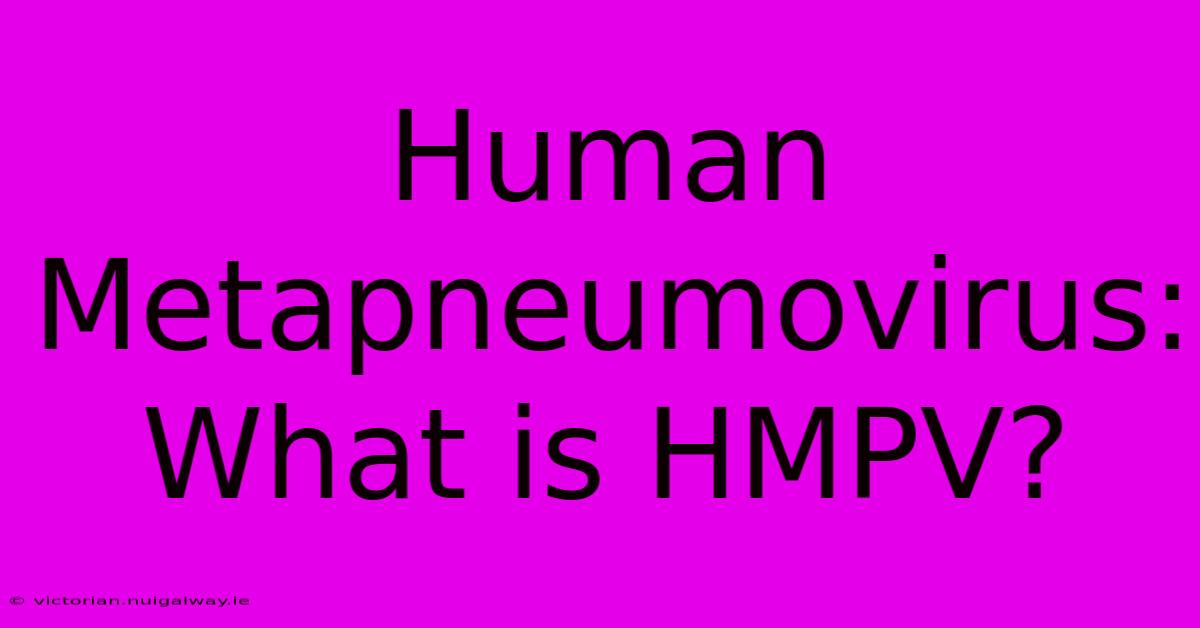 Human Metapneumovirus: What Is HMPV?