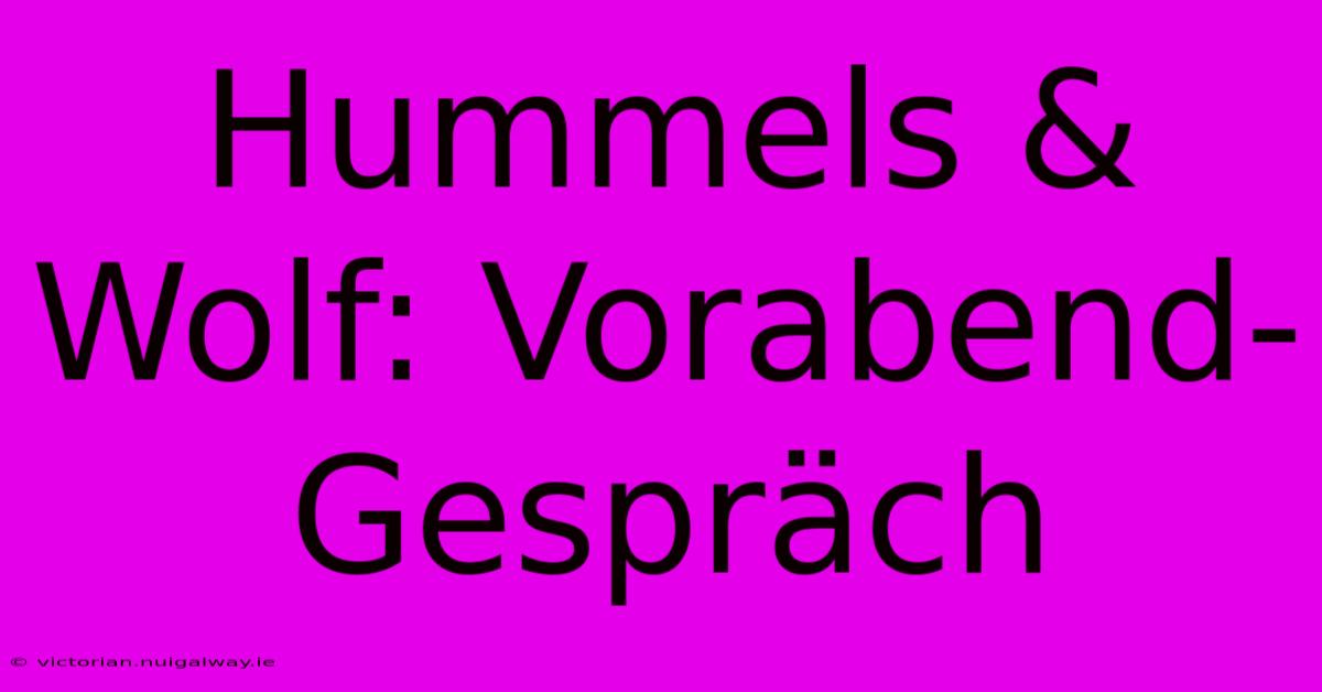 Hummels & Wolf: Vorabend-Gespräch