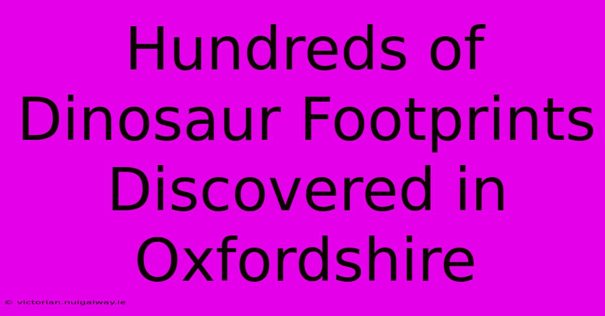 Hundreds Of Dinosaur Footprints Discovered In Oxfordshire