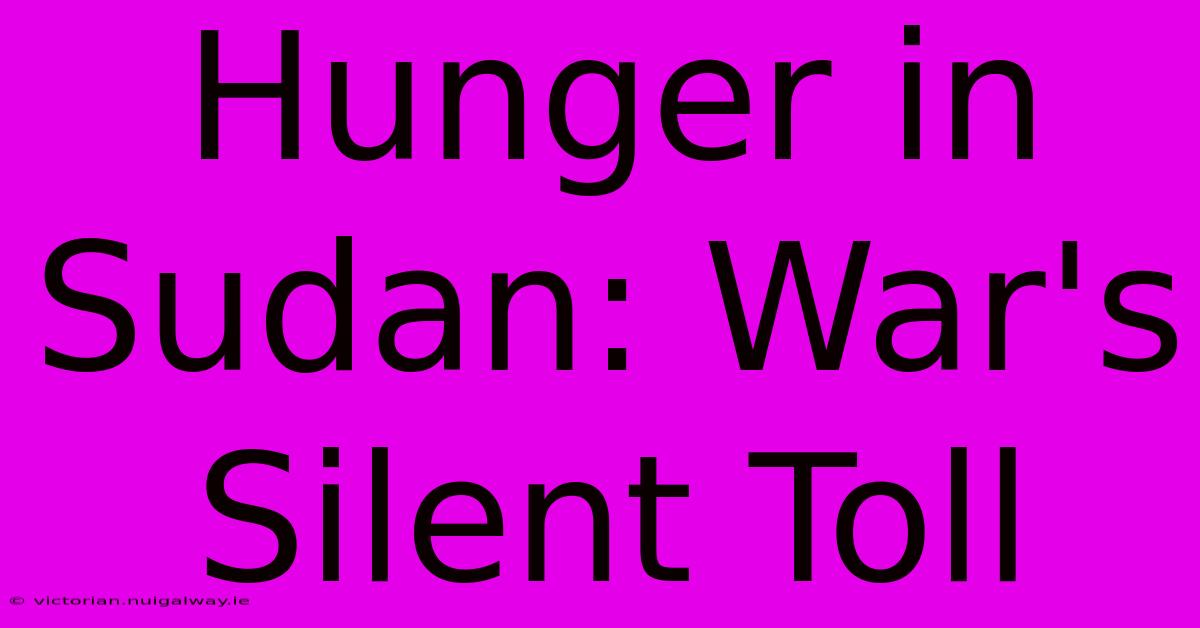 Hunger In Sudan: War's Silent Toll