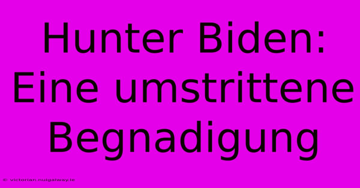 Hunter Biden:  Eine Umstrittene Begnadigung