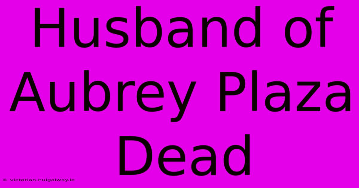 Husband Of Aubrey Plaza Dead