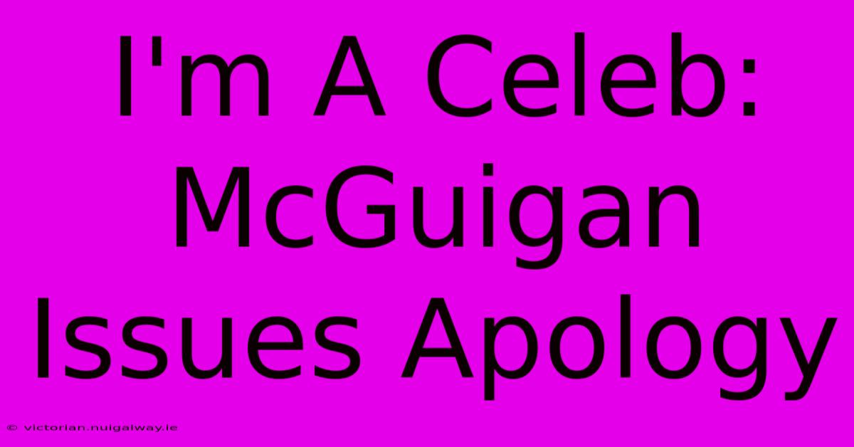 I'm A Celeb: McGuigan Issues Apology