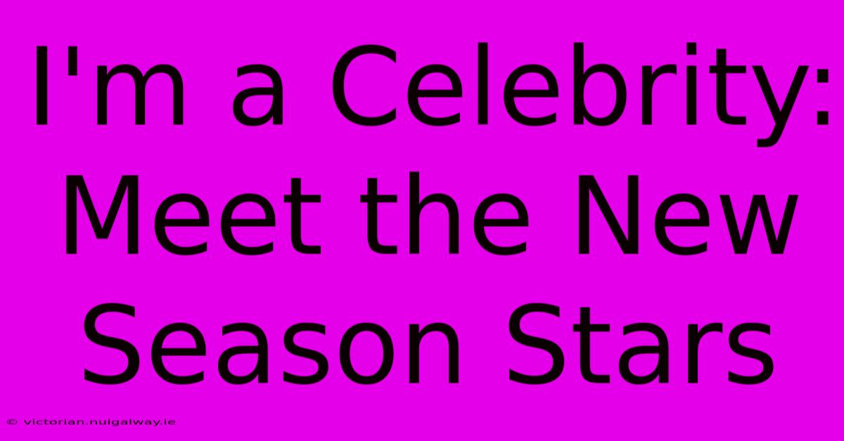 I'm A Celebrity: Meet The New Season Stars 