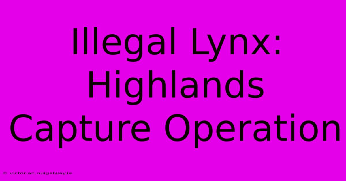 Illegal Lynx: Highlands Capture Operation