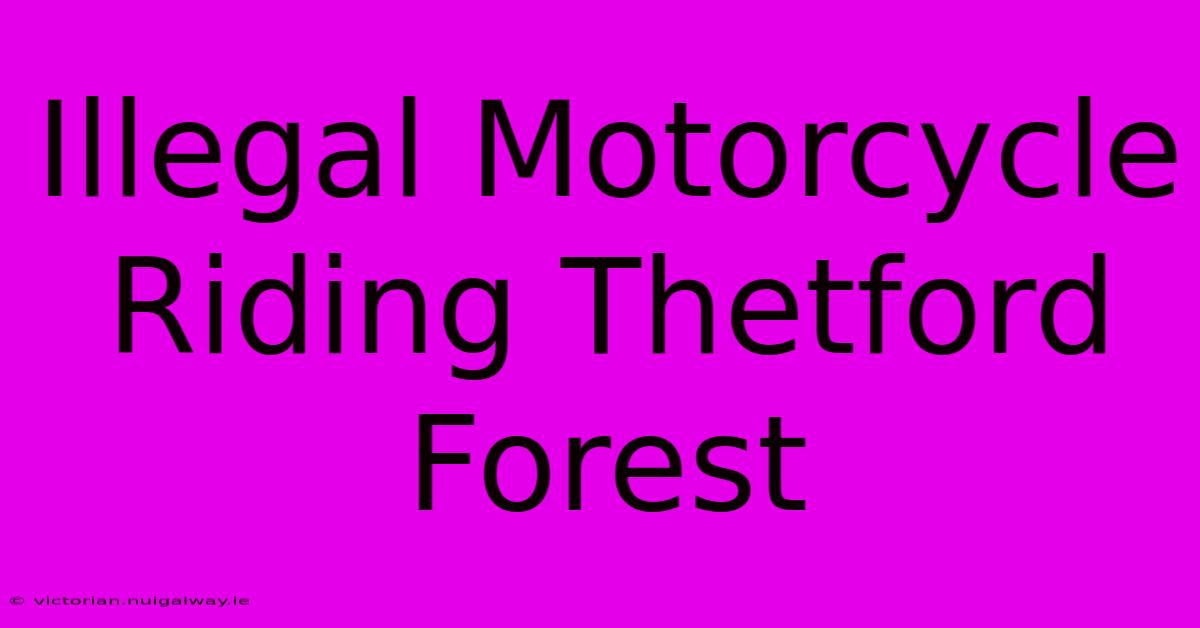 Illegal Motorcycle Riding Thetford Forest