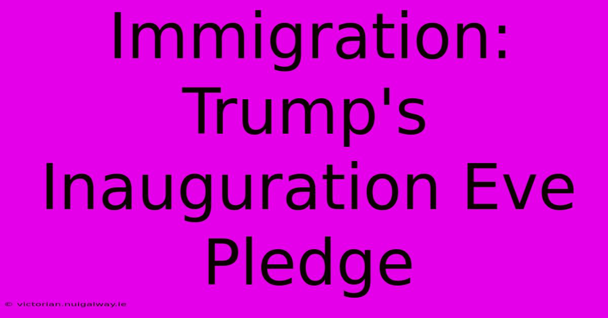 Immigration: Trump's Inauguration Eve Pledge