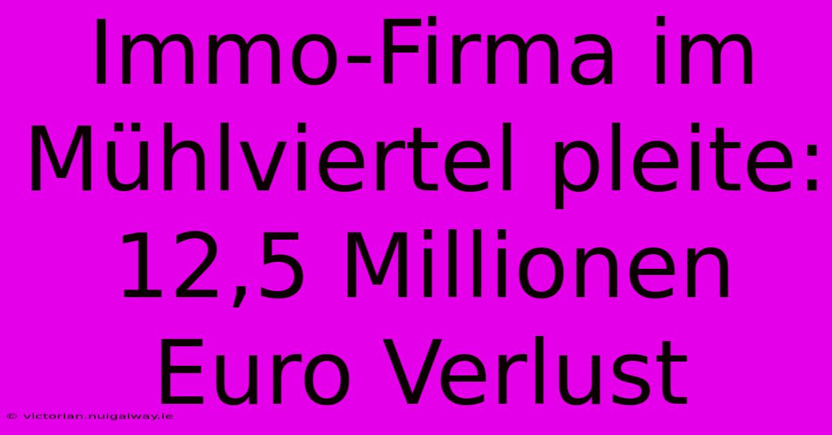 Immo-Firma Im Mühlviertel Pleite: 12,5 Millionen Euro Verlust