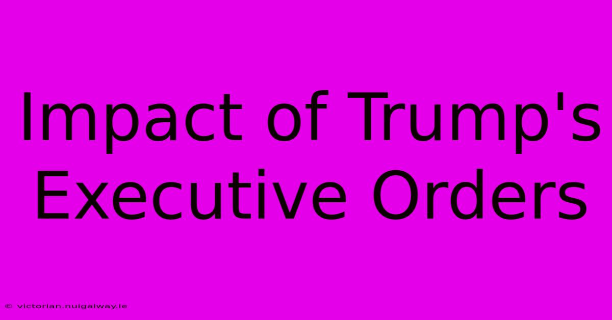 Impact Of Trump's Executive Orders