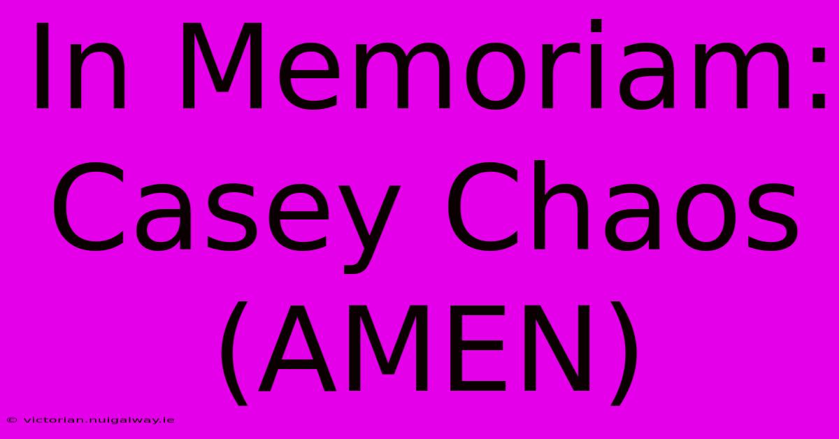 In Memoriam: Casey Chaos (AMEN)