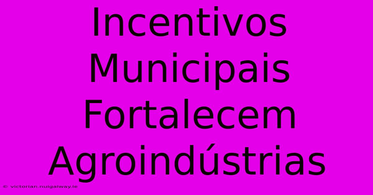 Incentivos Municipais Fortalecem Agroindústrias