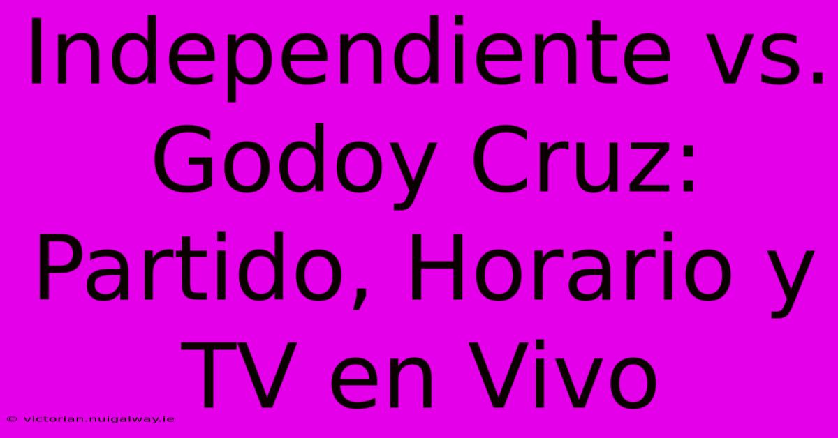 Independiente Vs. Godoy Cruz: Partido, Horario Y TV En Vivo