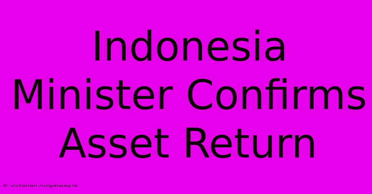 Indonesia Minister Confirms Asset Return