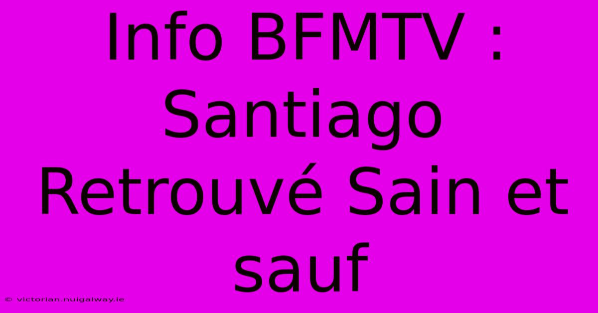 Info BFMTV : Santiago Retrouvé Sain Et Sauf