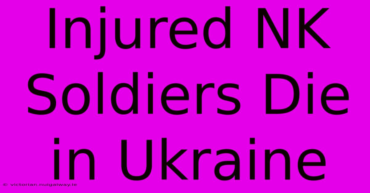 Injured NK Soldiers Die In Ukraine