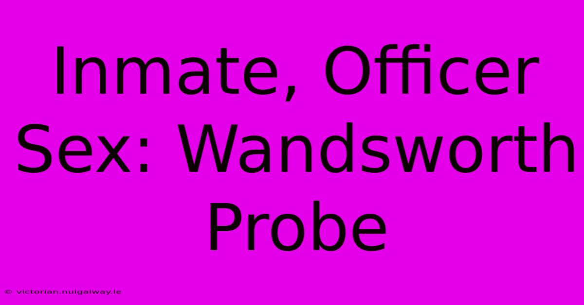 Inmate, Officer Sex: Wandsworth Probe