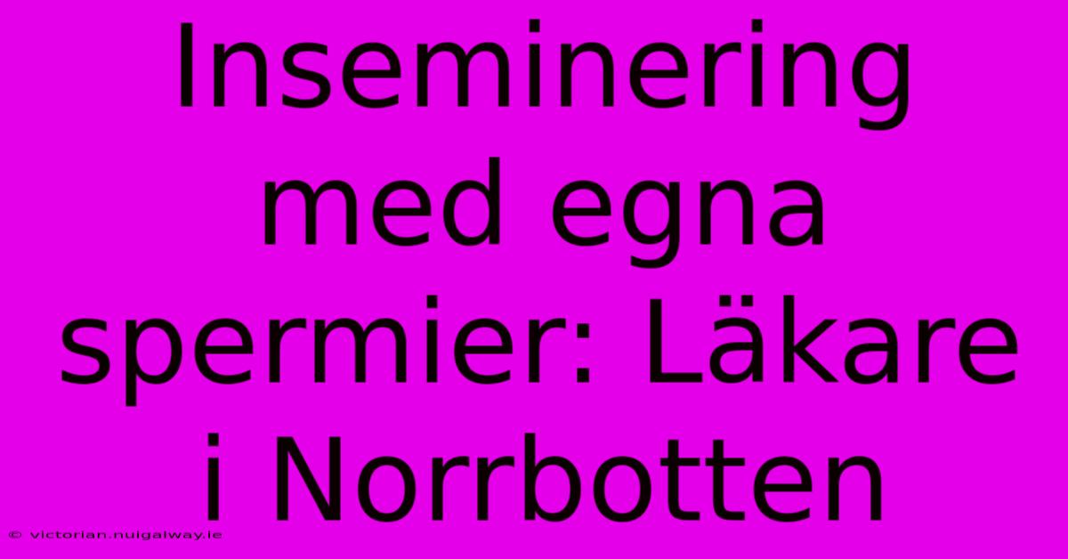 Inseminering Med Egna Spermier: Läkare I Norrbotten