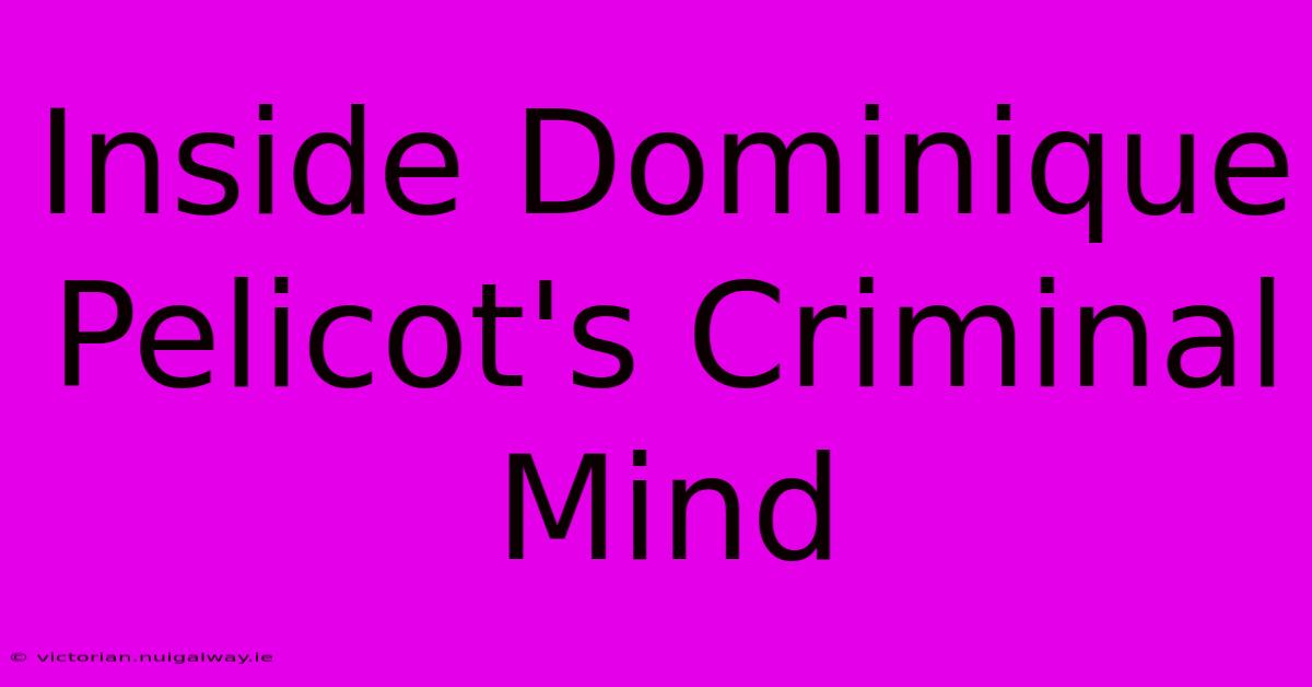 Inside Dominique Pelicot's Criminal Mind