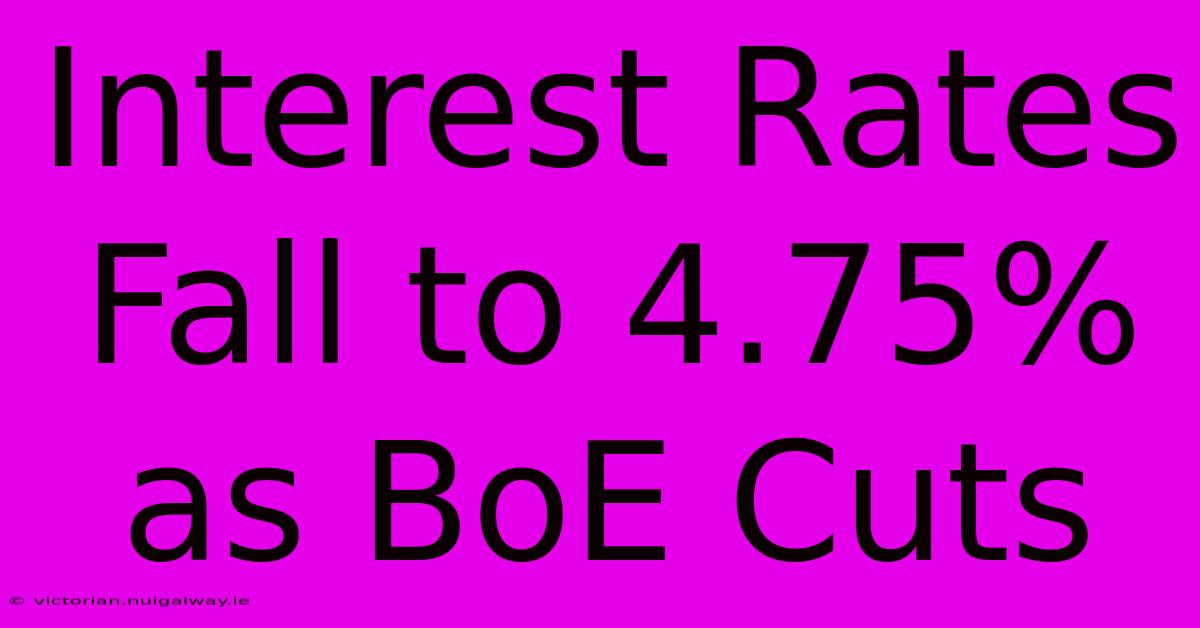 Interest Rates Fall To 4.75% As BoE Cuts