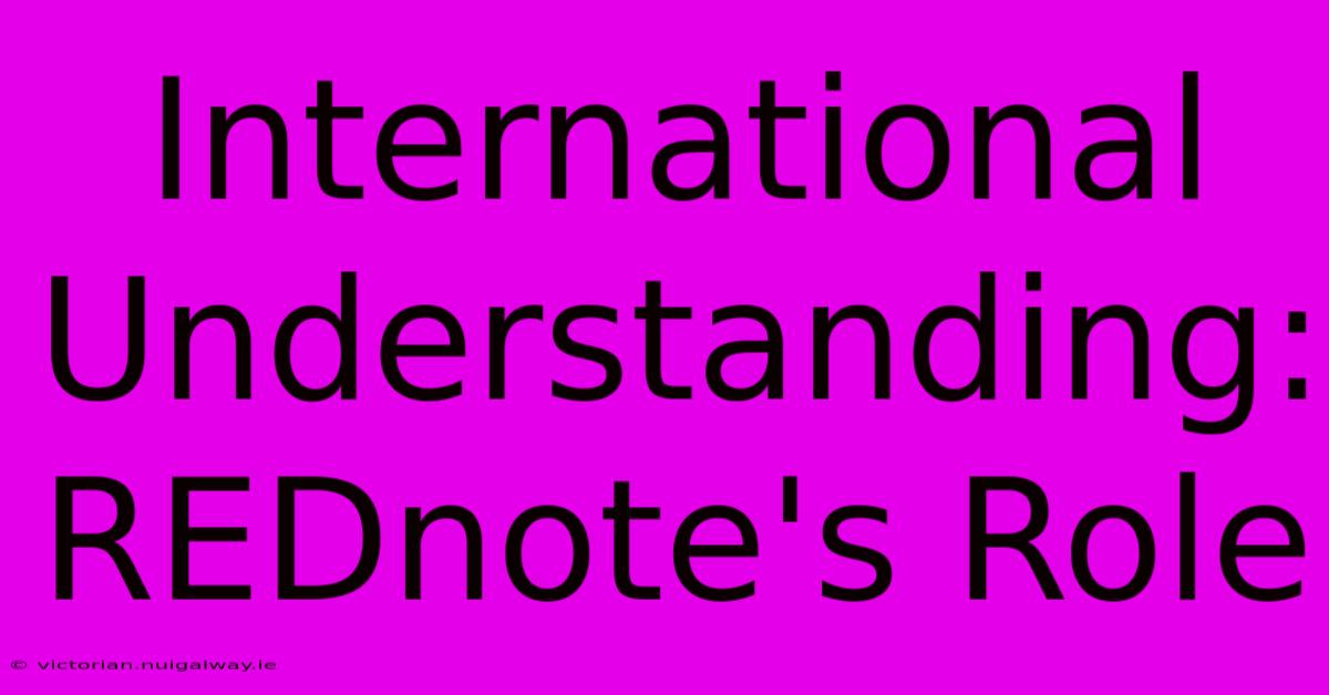 International Understanding: REDnote's Role