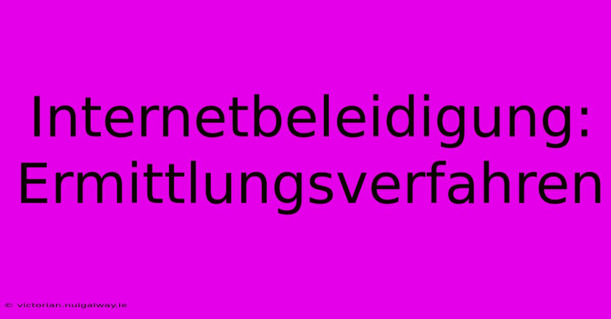 Internetbeleidigung: Ermittlungsverfahren