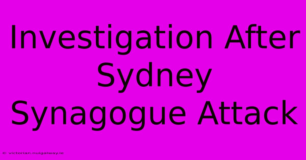 Investigation After Sydney Synagogue Attack