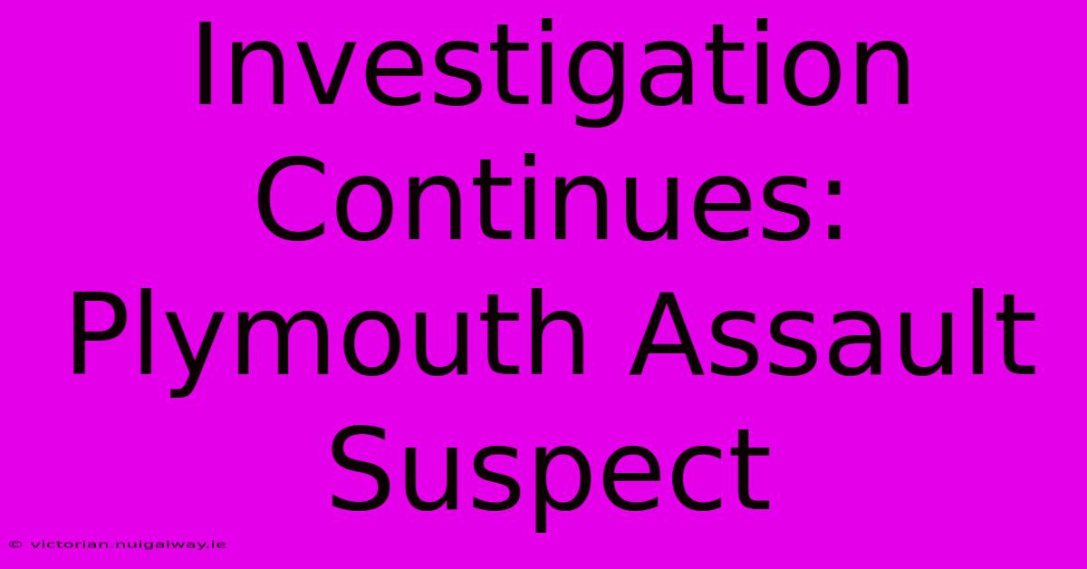 Investigation Continues: Plymouth Assault Suspect