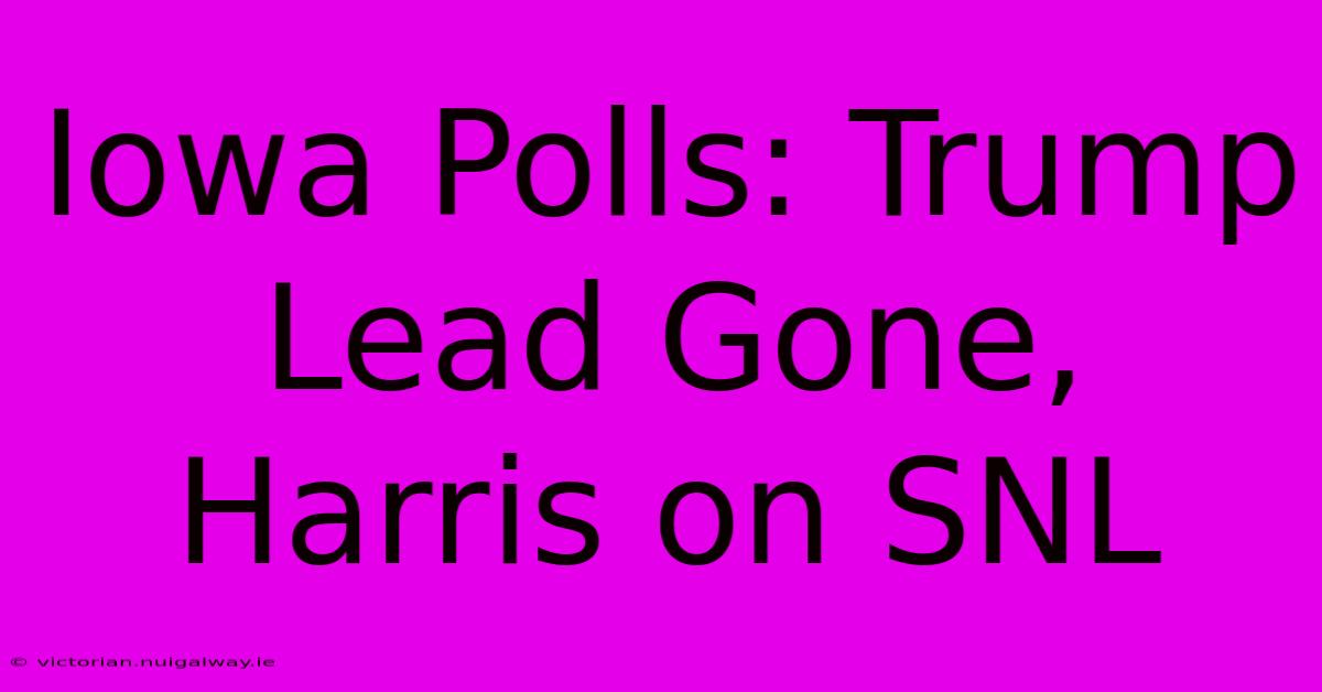 Iowa Polls: Trump Lead Gone, Harris On SNL 