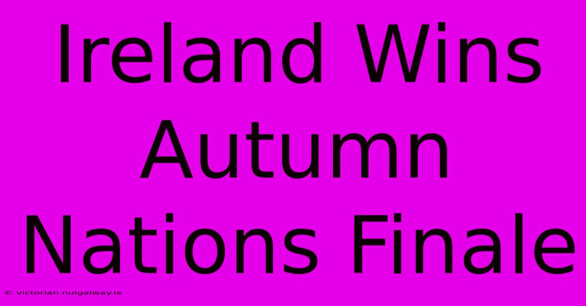 Ireland Wins Autumn Nations Finale