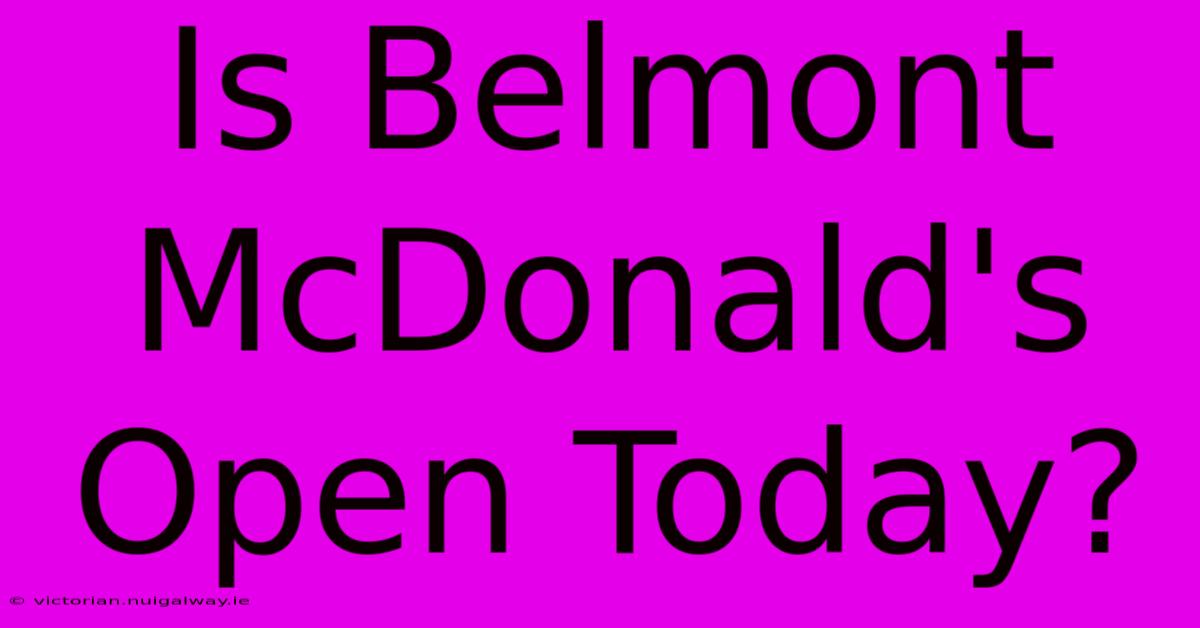 Is Belmont McDonald's Open Today?