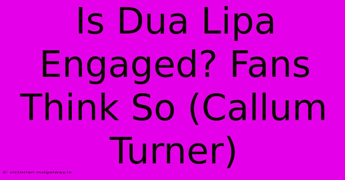 Is Dua Lipa Engaged? Fans Think So (Callum Turner)