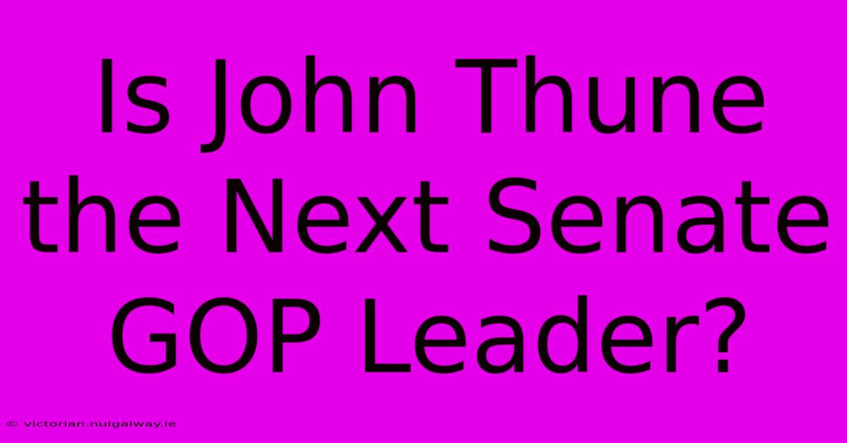 Is John Thune The Next Senate GOP Leader? 