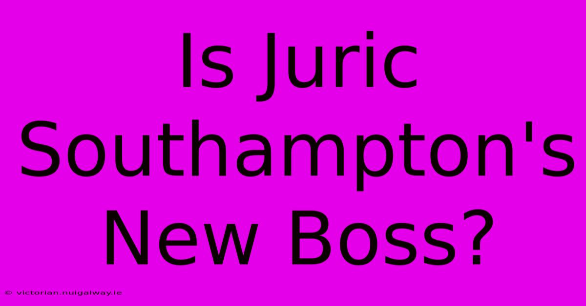 Is Juric Southampton's New Boss?