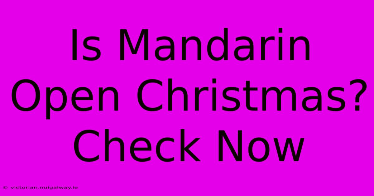 Is Mandarin Open Christmas? Check Now