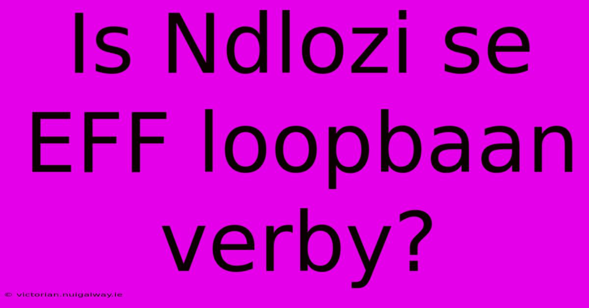 Is Ndlozi Se EFF Loopbaan Verby?