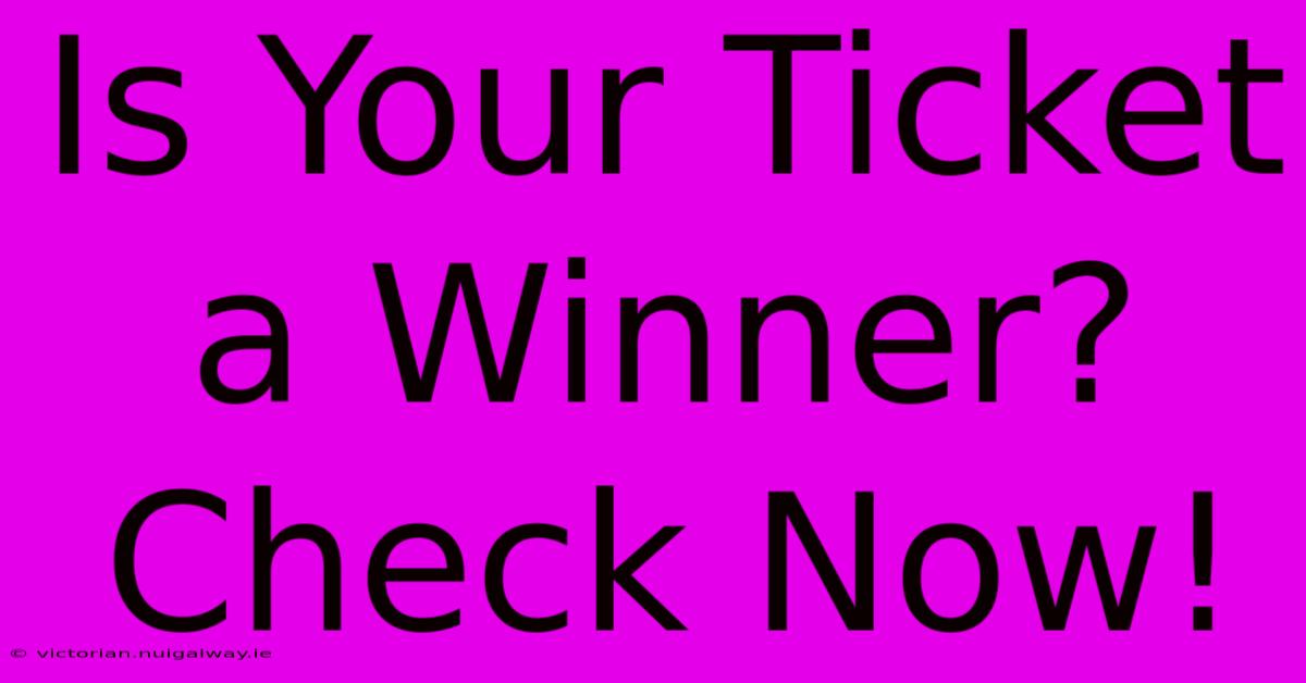 Is Your Ticket A Winner? Check Now!