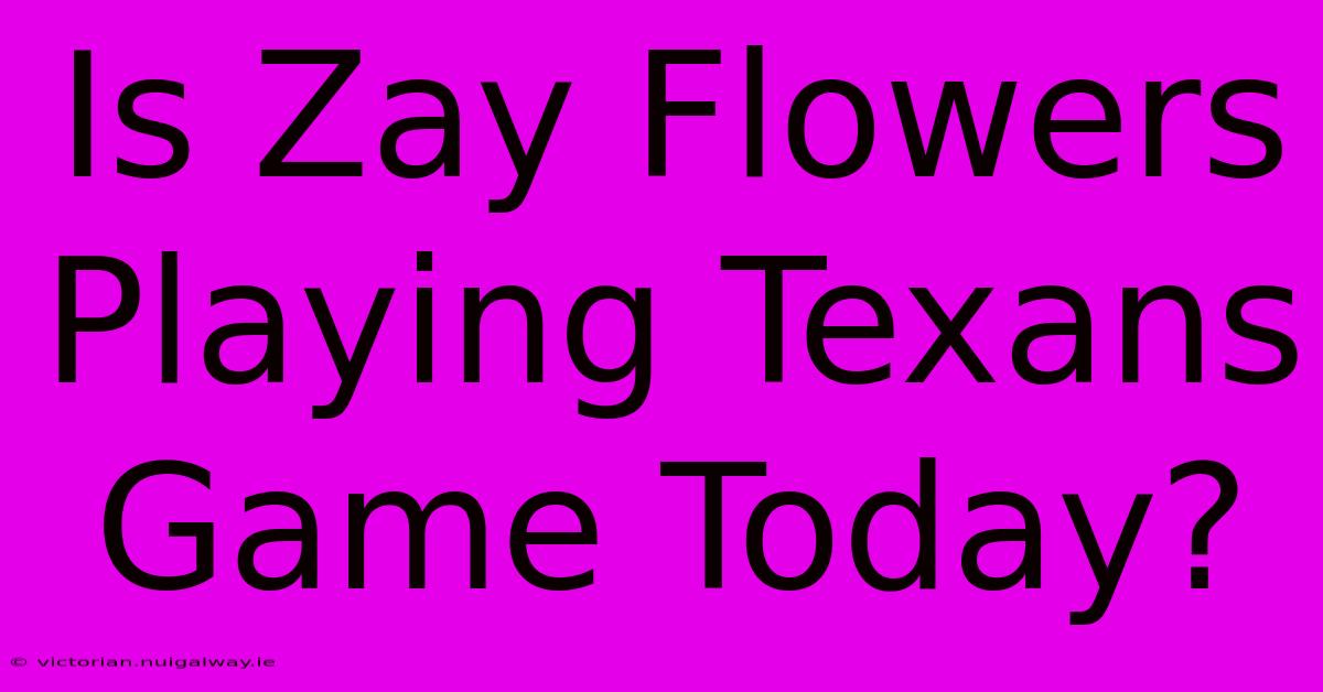 Is Zay Flowers Playing Texans Game Today?