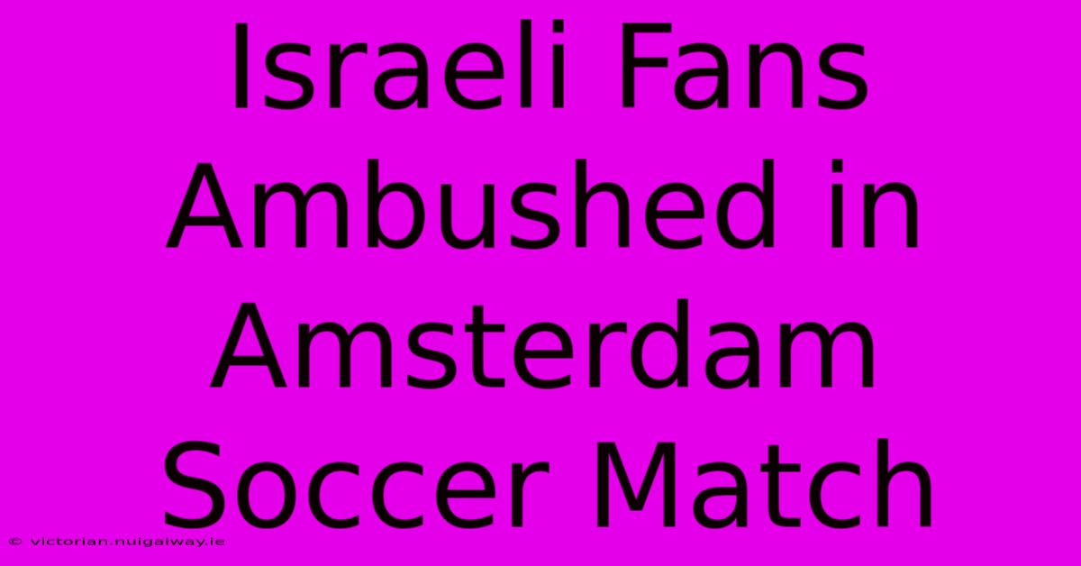 Israeli Fans Ambushed In Amsterdam Soccer Match