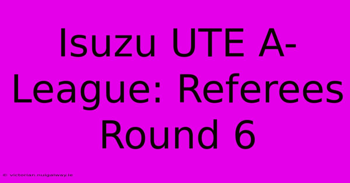 Isuzu UTE A-League: Referees Round 6