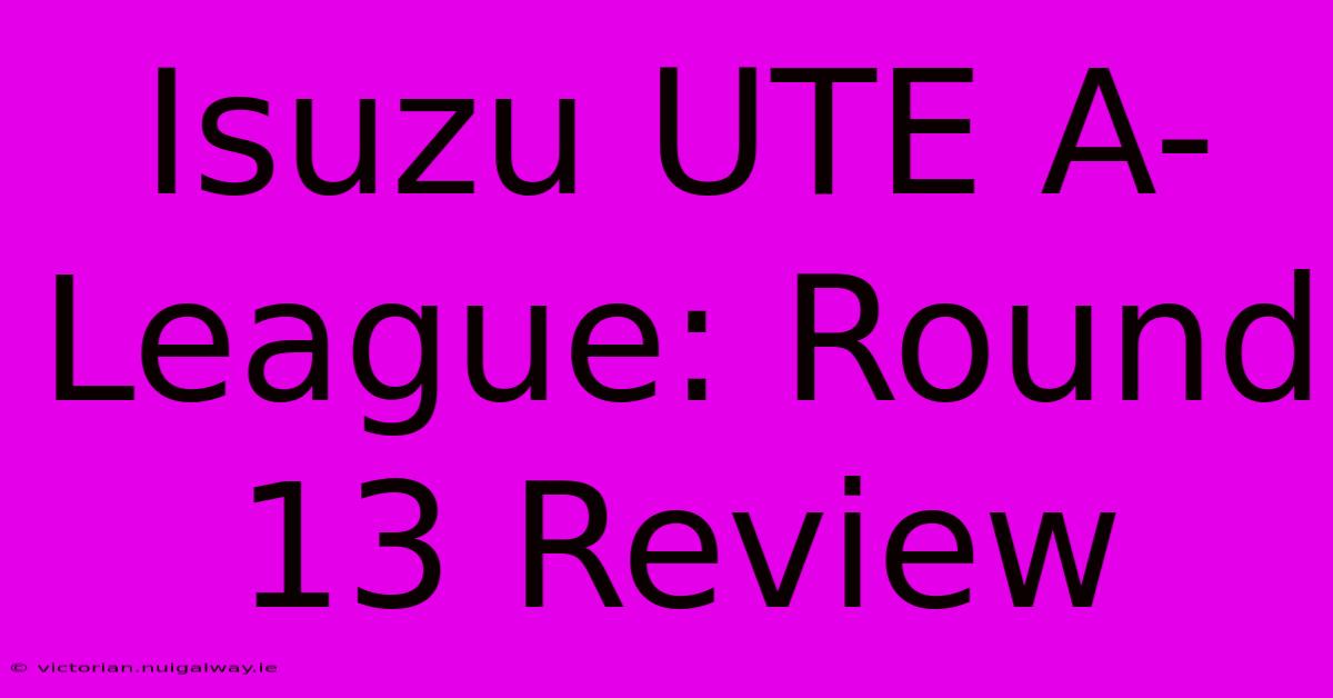 Isuzu UTE A-League: Round 13 Review