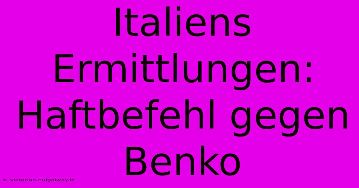 Italiens Ermittlungen: Haftbefehl Gegen Benko