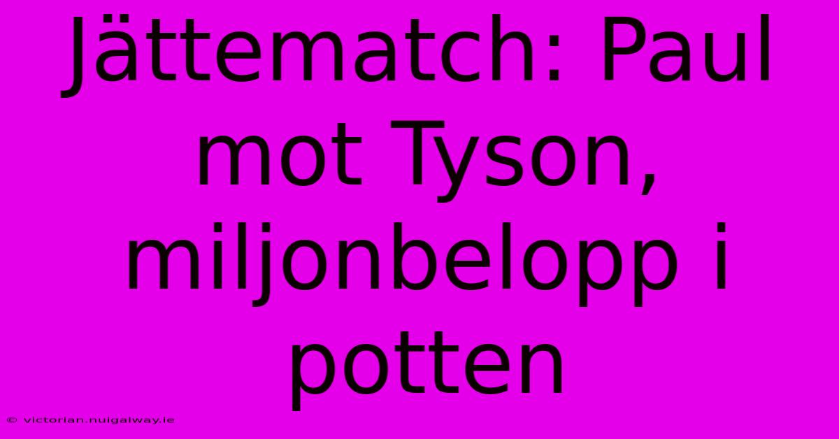 Jättematch: Paul Mot Tyson, Miljonbelopp I Potten